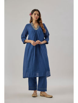 Cupid Cotton - Blue Ravya Kurta with Pant and Inner (Set of 3)