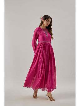 Cupid Cotton - Pink Gulbagh Anarkali with Pant (Set of 2)