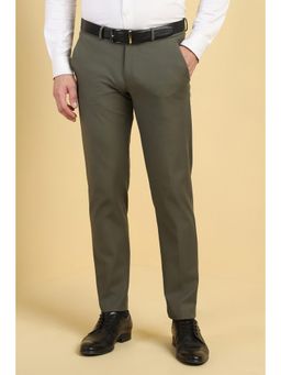 Allen Solly - Men Olive Crop Fit Solid Formal Trouser
