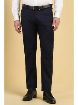 Allen Solly - Men Navy Blue Slim Fit Textured Formal Trouser