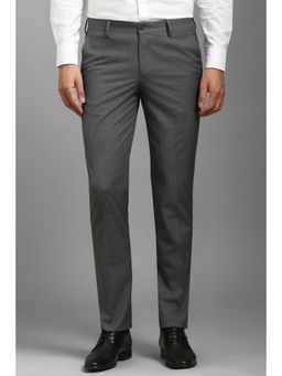 Louis Philippe - Men Grey Slim Fit Textured Flat Front Formal Trouser