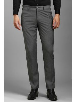 Louis Philippe - Men Grey Slim Fit Textured Flat Front Formal Trouser