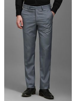 Louis Philippe - Men Grey Slim Fit Textured Flat Front Formal Trouser