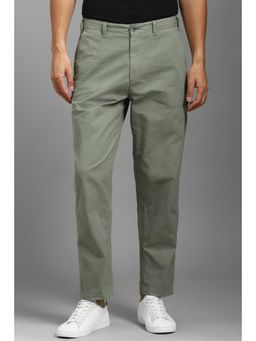 Louis Philippe - Men Olive Classic Fit Solid Flat Front Casual Trouser