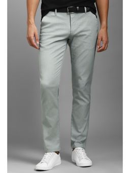 Louis Philippe - Men Grey Slim Straight Fit Textured Flat Front Casual Trouser
