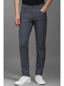 Louis Philippe - Men Grey Smart Fit Textured Flat Front Casual Trouser