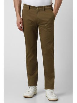 Peter England - Men Brown Print Super Slim Fit Trouser