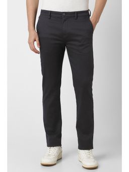 Peter England - Men Navy Blue Print Super Slim Fit Trouser