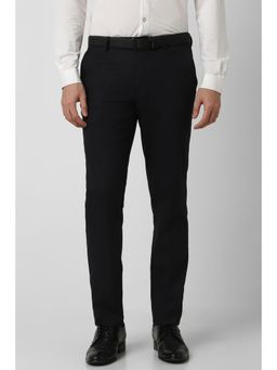 Peter England - Men Black Check Slim Fit Trouser