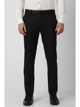 Peter England - Men Black Solid Slim Fit Trouser