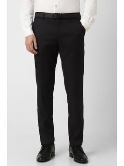 Peter England - Men Black Textured Slim Fit Trouser