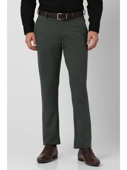 Van Heusen - Men Green Textured Super Slim Fit Trouser