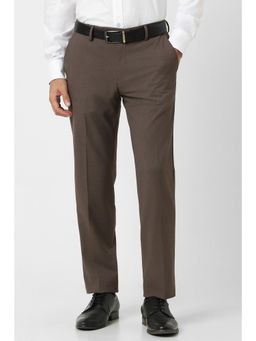 Van Heusen - Men Brown Textured Slim Fit Trouser