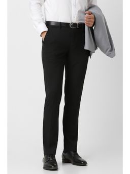 Van Heusen - Men Black Textured Slim Fit Trouser