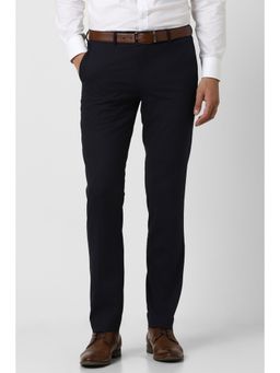 Van Heusen - Men Navy Blue Check Slim Fit Trouser