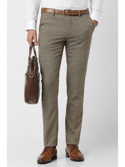 Van Heusen - Men Brown Checks Slim Fit Trouser