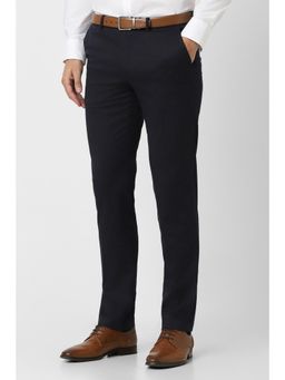Van Heusen - Men Navy Blue Solid Slim Fit Trouser
