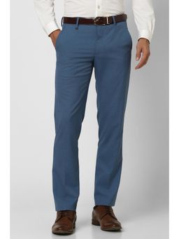 Van Heusen - Men Blue Textured Slim Fit Trouser