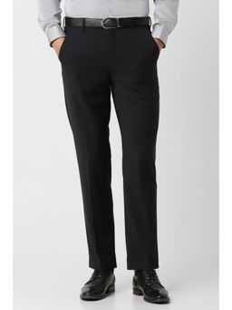 Van Heusen - Men Black Textured Regular Fit Trouser