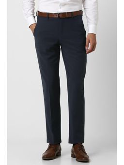 Van Heusen - Men Navy Blue Solid Regular Fit Trouser