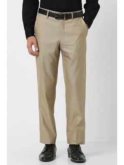 Van Heusen - Men Khaki Textured Regular Fit Trouser