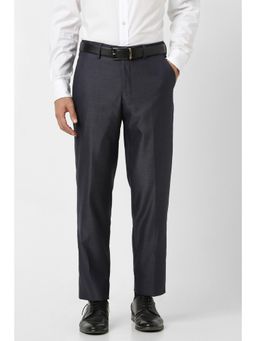 Van Heusen - Men Navy Blue Textured Regular Fit Trouser