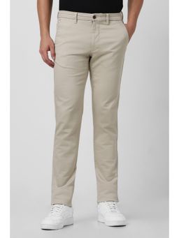 Van Heusen - Men Beige Solid Slim Fit Chinos