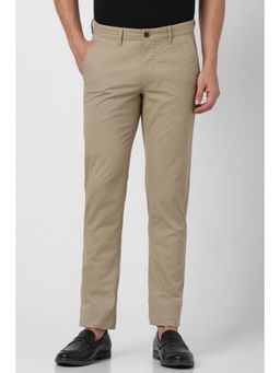 Van Heusen - Men Beige Textured Slim Fit Chinos