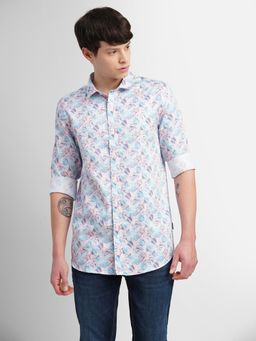 Jack & Jones - White All Over Print Full Sleeves Shirt