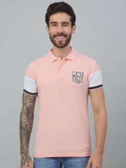 Cantabil - Men Pink Solid Half Sleeve Polo T-Shirt