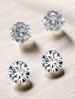 OOMPH - Round Cubic Zirconia Ear Stud Earrings (Pack of 2)