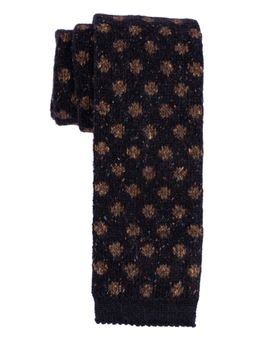 The Tie Hub - Blue With Brown Polka Knitted Wool Necktie
