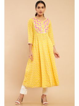 Soch - Women Yellow Printed Kurta