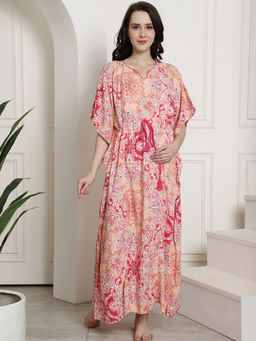 Secret Wish - Printed Pink Maternity Kaftan