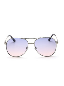 Bebe - Purple Lens Rectangular Sunglass Full Rim Silver Frame With Gradient