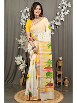 DipDiya - Hataka Multi-Color Pure Cotton Bengali Hand Painted Saree Without Blouse