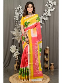 DipDiya - Hataka Multi-Color Pure Cotton Bengali Hand Painted Saree Without Blouse
