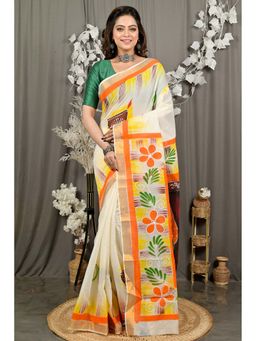 DipDiya - Hataka Multi-Color Pure Cotton Bengali Hand Painted Saree Without Blouse