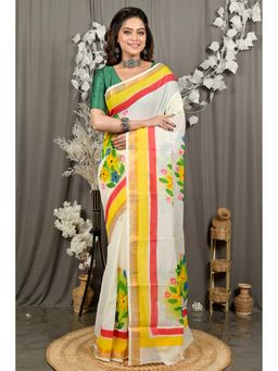 DipDiya - Hataka Multi-Color Pure Cotton Bengali Hand Painted Saree Without Blouse