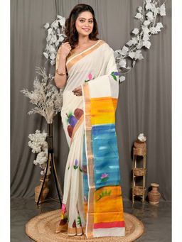 DipDiya - Hataka Multi-Color Pure Cotton Bengali Hand Painted Saree Without Blouse