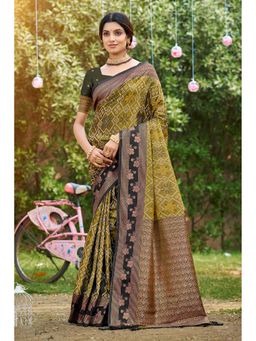 Fashion Petals - Light Green Soft Silk Woven Work Traditional Saree with Unstitched Blouse