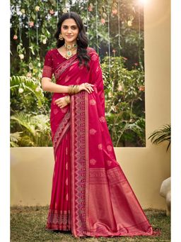Fashion Petals - Pink Soft Silk Woven Work Traditional Saree with Unstitched Blouse