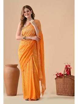 THE WEAVERS SHOP BY RAAVI - Gorgette Lehariya Saree with Unstitched Blouse