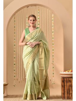 THE WEAVERS SHOP BY RAAVI - Pure Silk Zari Work Saree with Unstitched Blouse