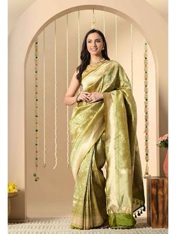 THE WEAVERS SHOP BY RAAVI - Katan Silk Saree with Unstitched Blouse