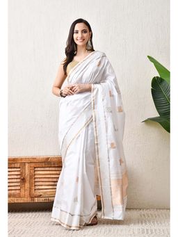 THE WEAVERS SHOP BY RAAVI - Handloom Pure Katan Silk Saree with Unstitched Blouse