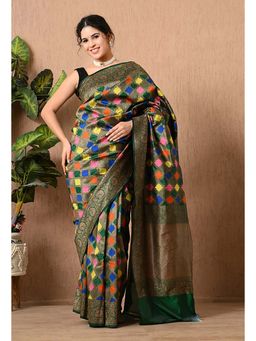 THE WEAVERS SHOP BY RAAVI - Rangkaat Handloom Katan Silk Saree with Unstitched Blouse