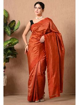 THE WEAVERS SHOP BY RAAVI - Pure Katan Silk Gold Zari Saree with Unstitched Blouse