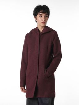 ONLY - Women Maroon Solid Regular Fit Winter Coat