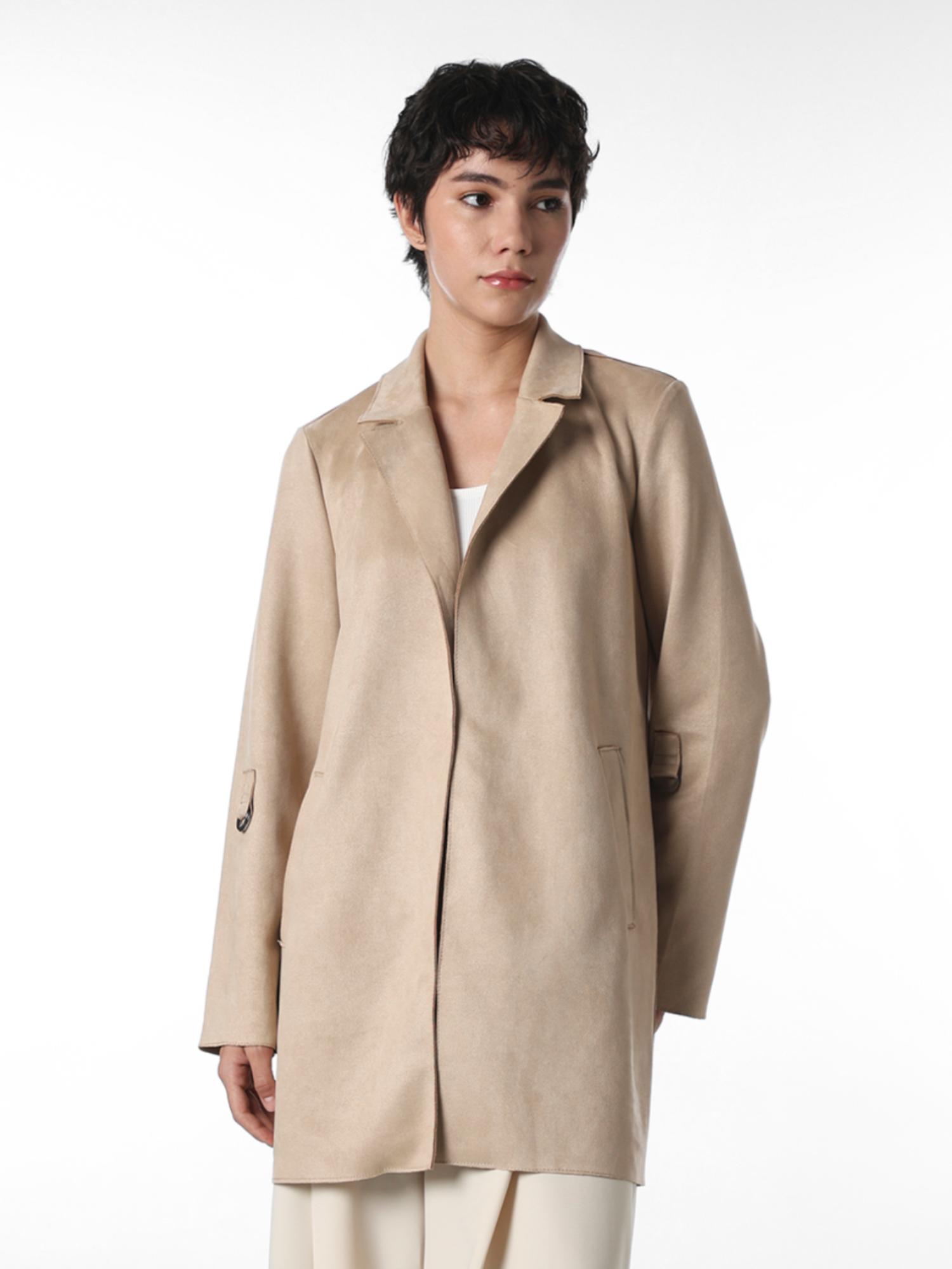 only Women Beige Solid Regular Fit Winter Coat-picture-39